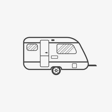 Camper trailer monochrome icon