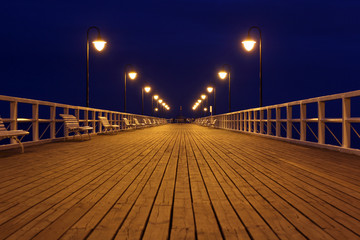 wooden pier at nigh, long exposure