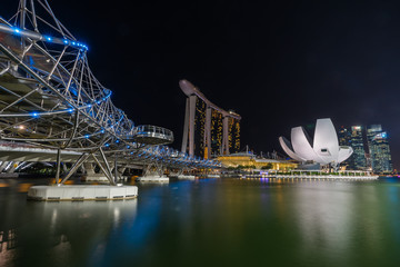 Fototapeta na wymiar Helix Bridge singapore travel landmark