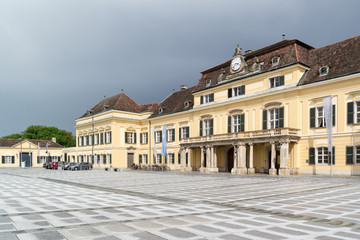 Fototapeta na wymiar Front of Blauer Hof or Blue Court at Castle Square in Laxenburg near Vienna, Lower Austria