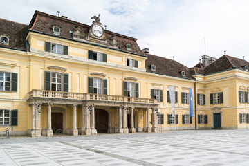 Fototapeta na wymiar Front of Blauer Hof or Blue Court at Castle Square in Laxenburg near Vienna, Lower Austria