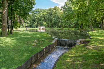 Pond in Laxenburg castle gardens near Vienna, Lower Austria
