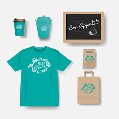 Vector restaurant cafe set: