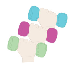 Hands with dumbbells. fitness. vector illustration