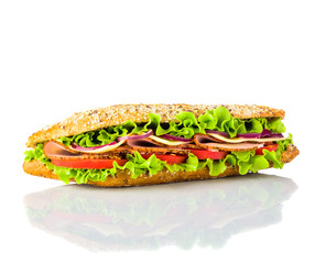 Tasty Sandwich on White Background