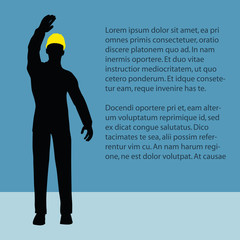 worker silhouette with yellow protective headgear