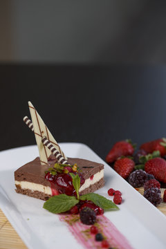 chocolate cake with fruid