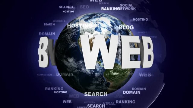 WEB Text Animation and Earth, Loop, 4k

