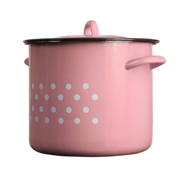 large traditional pink cooking pot