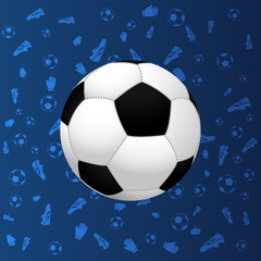 Fototapeta premium Football. Soccer. Soccer ball on blue gradient background with soccer related shapes. Soccer geometric pattern. Europe football championship. Europe soccer championship.