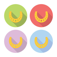 Horseshoe Lucky Talisman Flat Icons Set