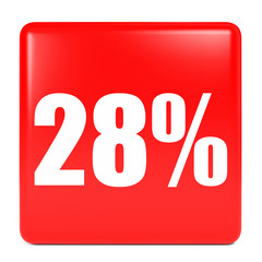 Discount 28 percent off. 3D illustration.