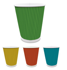 Set of colored paper cups. Vector illustration