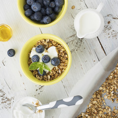 Home crispy golden granola mixture of flakes and nuts