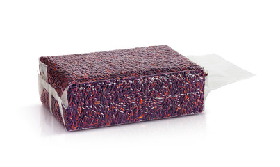 rice berry in plastic pouch isolated on white background