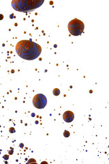 Color Liquid in dynamic flow forming interesting and unique shapes and bubbles.Colorful tones mixing in an unique pattern. Artistic design. Isolated on white background.