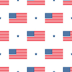 Flat design United States of America flag vector seamless pattern background.