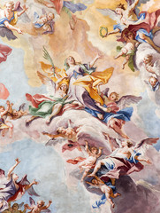 BRESCIA, ITALY - MAY 23, 2016: The Glory of Santa Eufemia fresco on the wault of presbytery of Sant'Afra church by Antonio Mazza (18. cent.) by Antonio Mazza and Carlo Innocenzo Carloni.