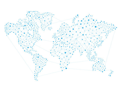 World map network, Global network connection vector illustration