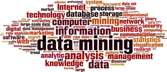 Data mining word cloud concept. Vector illustration