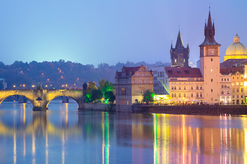 Fototapeta na wymiar Famous Prague Landmarks at night, Europe