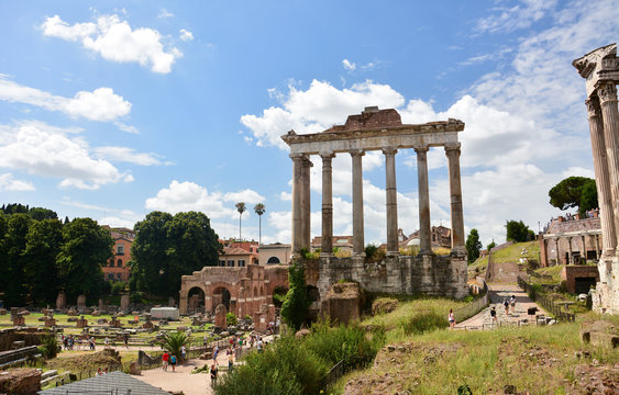 Temple of Saturn ruins on Roman Forum