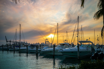Boats in Marina at Sunset