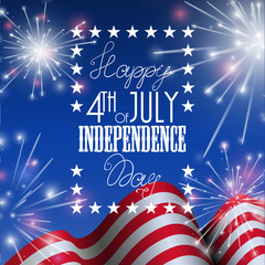 4th of July, American Independence Day celebration background with fire crackers. Congratulations on Fourth of July.