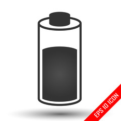 Battery icon. Simple flat logo of battery on white background. Vector illustration.