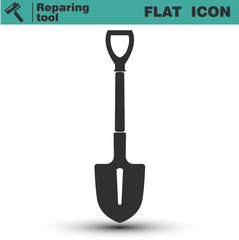 Shovel vector flat icon. Construction working tool item.