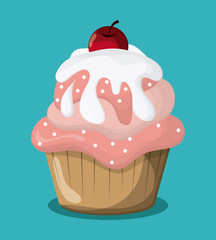 Decorated Cupcake. Sweet icon. vector graphic 