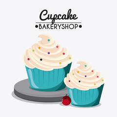 Decorated Cupcake. Sweet icon. vector graphic 