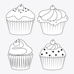 Decorated Cupcake. Sweet icon. vector graphic 