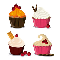 Decorated Cupcake. Sweet icon. vector graphic 