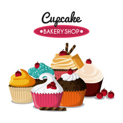 Decorated Cupcake. Sweet icon. vector graphic 