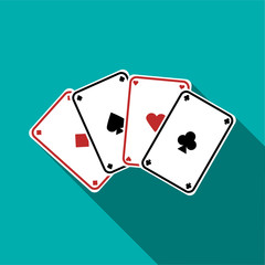 Playing cards icon, flat style