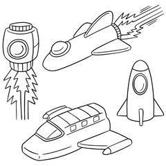 vector set of space ship