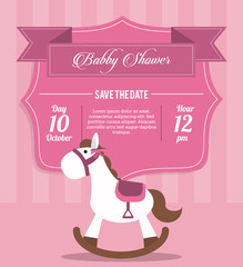Baby Shower design. horse  icon.  pink illustration, vector grap