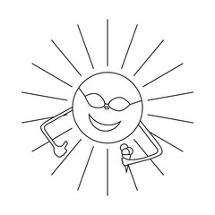 Sun with ice cream icon, outline style
