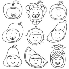 vector set of kid with fruit hat