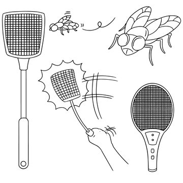vector set of flyswatter