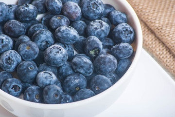 Juicy and fresh blueberries on the table at the morning
