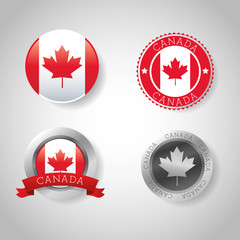 Canadas County design. Maple leaf icon. Seal stamp illustration