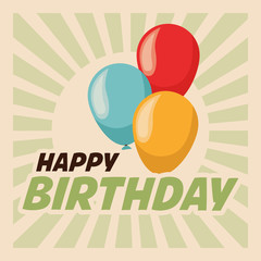 Happy Birthday design. Retro illustration. Colorfull graphic