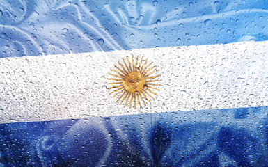Argentine flag with watter drops, rainy weather
