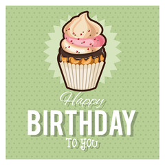 Happy Birthday design. cupcake icon. Colorfull graphic