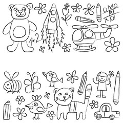 Kindergarten doodle pictures White background