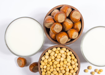 Different vegan milk - vegan food and drink.