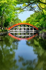 Fototapeta na wymiar Drum bridge from sumiyoshi grand shrine, Osaka