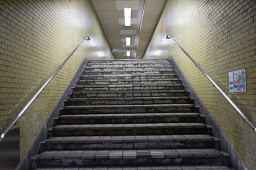View from subway under ground stairs passage way